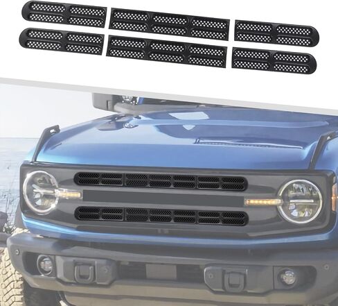 for Bronco Grille Inserts, 6 Pack Front Mesh Grill Cover Guard Exterior Trim Accessories Compatible with Ford Bronco 2021-2024 (Matte Black) in Saudi Arabia