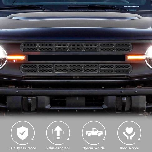 for Bronco Grille Inserts, 6 Pack Front Mesh Grill Cover Guard Exterior Trim Accessories Compatible with Ford Bronco 2021-2024 (Matte Black) in Saudi Arabia