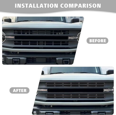 for Bronco Grille Inserts, 6 Pack Front Mesh Grill Cover Guard Exterior Trim Accessories Compatible with Ford Bronco 2021-2024 (Matte Black) in Saudi Arabia