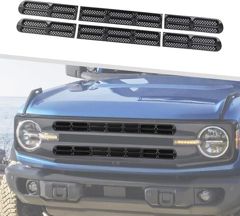 for Bronco Grille Inserts, 6 Pack Front Mesh Grill Cover Guard Exterior Trim Accessories Compatible with Ford Bronco 2021-2024 (Matte Black) in Saudi Arabia