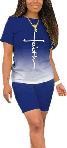 بدلة رياضية نسائية مكونة من قطعتين بدلة رياضية مثيرة ضيقة بأكمام قصيرة وسويت شيرت وسروال in Kuwait