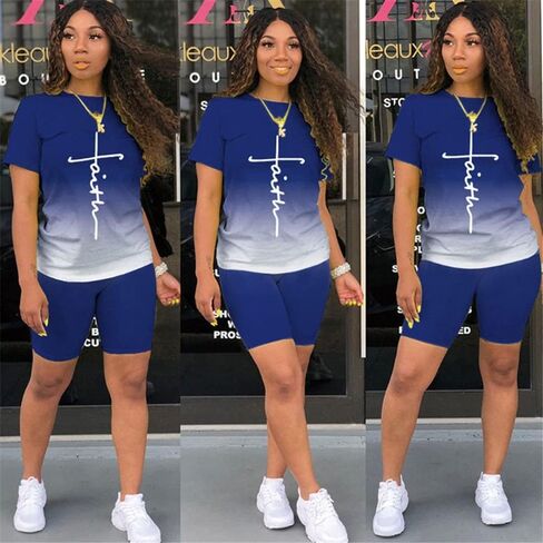 بدلة رياضية نسائية مكونة من قطعتين بدلة رياضية مثيرة ضيقة بأكمام قصيرة وسويت شيرت وسروال in Kuwait