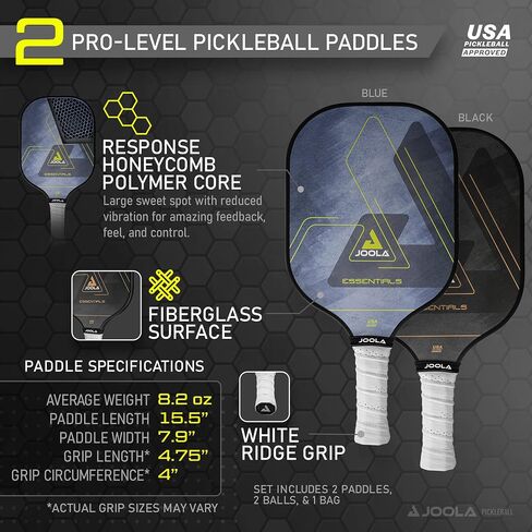 JOOLA Essentials Pickleball Paddles with Reinforced Fiberglass Surface and Honeycomb Polypropylene Core in Saudi Arabia