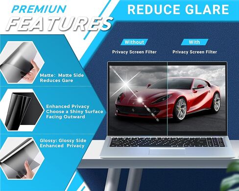 ZOEGAA 2-Pack شاشة خصوصية للكمبيوتر المحمول 15.6 بوصة مرشح شاشة خصوصية للكمبيوتر المحمول مقاس 16:9-شاشة كمبيوتر محمول درع الخصوصية مضاد للوهج الضوء الأزرق in Kuwait