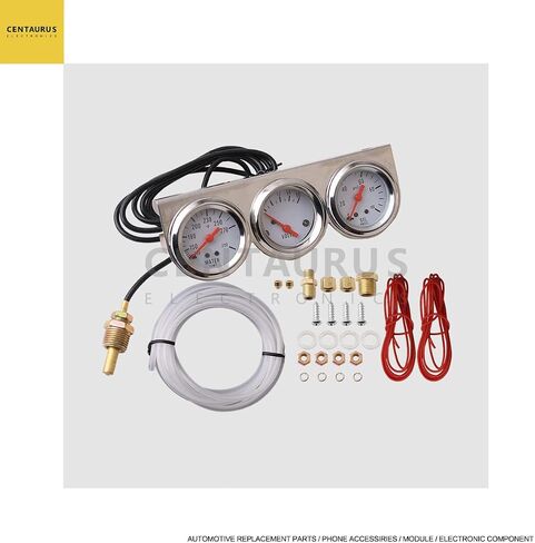 CENTAURUS 3 in 1 Car Meter Auto Gauge Triple Gauge Kit,Voltage Gauge Water Temp Gauge Chrome Oil Pressure Sensor 12V 52mm（Voltmeter + Water Gauge + Oil Press Gauge) in Saudi Arabia