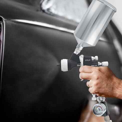 Master Elite High Performance PRO-44 Series HVLP Spray Gun Ultimate Kit with 4 Fluid Tip Sets 1.3, 1.4, 1.5 and 1.8mm and Air Pressure Regulator Gauge - Automotive Basecoats, Clearcoats, Primers in Saudi Arabia