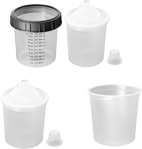 Automotive Paint Mixing Cups and Liners Kit Disposable Spray Paint Gun Cup Car Paint Filtering Lids and Adapters 10 Pack (165ml) in Saudi Arabia