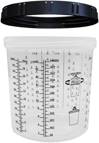 Automotive Paint Mixing Cups and Liners Kit Disposable Spray Paint Gun Cup Car Paint Filtering Lids and Adapters 10 Pack (165ml) in Saudi Arabia