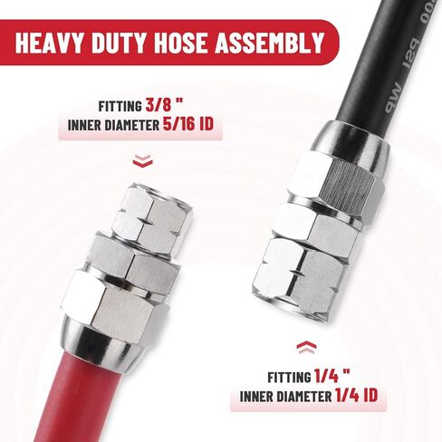 6 FT Air and Fluid Hose Assembly Set, 5/16" ID Air Hose wit 3/8" NPS Fitting, 1/4" ID Fluid Hose with 1/4" NPS Fitting, Heavy Duty Hose Assembly for Pressure Pot Tanks, Spray Guns, Paint in Saudi Arabia