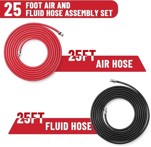 6 FT Air and Fluid Hose Assembly Set, 5/16" ID Air Hose wit 3/8" NPS Fitting, 1/4" ID Fluid Hose with 1/4" NPS Fitting, Heavy Duty Hose Assembly for Pressure Pot Tanks, Spray Guns, Paint in Saudi Arabia