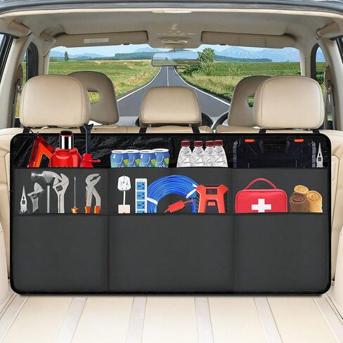 Orionstar Car Trunk Organizer, Large Back Seat Organizer With 7 Pockets, Waterproof Material, Hanging Trunk Organizer With Adjustable Straps, Automotive Interior Accessories for Auto SUV Vehicle in Kuwait