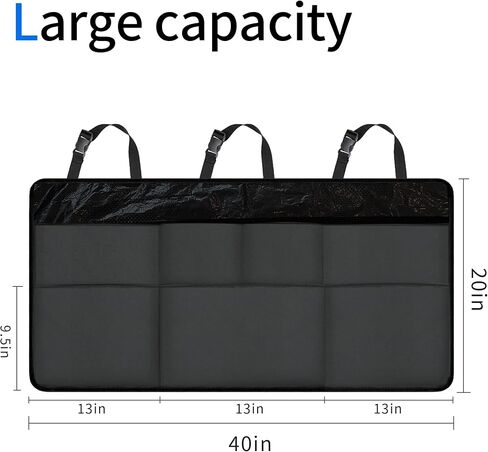Orionstar Car Trunk Organizer, Large Back Seat Organizer With 7 Pockets, Waterproof Material, Hanging Trunk Organizer With Adjustable Straps, Automotive Interior Accessories for Auto SUV Vehicle in Kuwait