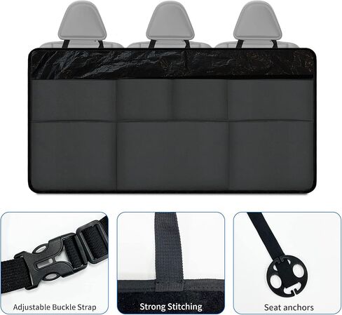 Orionstar Car Trunk Organizer, Large Back Seat Organizer With 7 Pockets, Waterproof Material, Hanging Trunk Organizer With Adjustable Straps, Automotive Interior Accessories for Auto SUV Vehicle in Kuwait