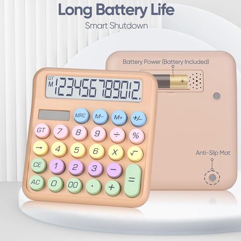 آلة حاسبة مكتبية، تعمل بالبطاريات (متضمنة)، شاشة LCD كبيرة مكونة من 12 رقمًا، أزرار كبيرة سهلة الضغط، نوم تلقائي، للمكتب والمدرسة والمنزل. (أرجواني) in Kuwait
