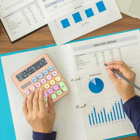 آلة حاسبة مكتبية، تعمل بالبطاريات (متضمنة)، شاشة LCD كبيرة مكونة من 12 رقمًا، أزرار كبيرة سهلة الضغط، نوم تلقائي، للمكتب والمدرسة والمنزل. (أرجواني) in Kuwait