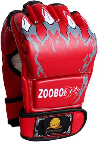 قفازات ZooBoo MMA - قفازات الملاكمة نصف اصبع، قفازات الملاكمة مع سوار معصم قابل للتعديل للتدريب على كيس اللكم ساندا (مقاس واحد يناسب معظم الأشخاص) in Kuwait