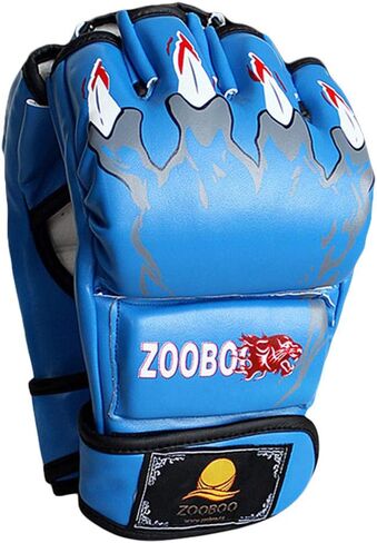قفازات ZooBoo MMA - قفازات الملاكمة نصف اصبع، قفازات الملاكمة مع سوار معصم قابل للتعديل للتدريب على كيس اللكم ساندا (مقاس واحد يناسب معظم الأشخاص) in Kuwait