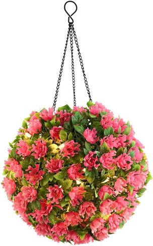 معلقة الكرة توبياري مع أضواء LED الشمسية خشب البقس توبياري زهرة الكرة مصباح نبات البقس الاصطناعي مع أضواء LED لتزيين الحديقة في الهواء الطلق in Kuwait