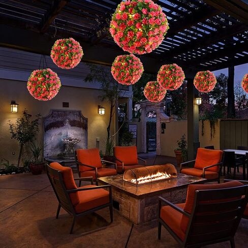 معلقة الكرة توبياري مع أضواء LED الشمسية خشب البقس توبياري زهرة الكرة مصباح نبات البقس الاصطناعي مع أضواء LED لتزيين الحديقة في الهواء الطلق in Kuwait