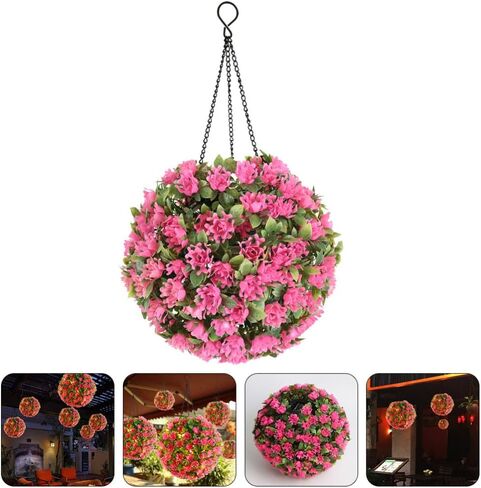 معلقة الكرة توبياري مع أضواء LED الشمسية خشب البقس توبياري زهرة الكرة مصباح نبات البقس الاصطناعي مع أضواء LED لتزيين الحديقة في الهواء الطلق in Kuwait