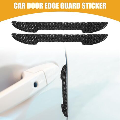 8 Pcs 5.9inch Universal Car Door Edge Guards Rear View Mirror Cover Protector - Car Anti-Collision Sticker Strip Bling - PVC Black in Saudi Arabia