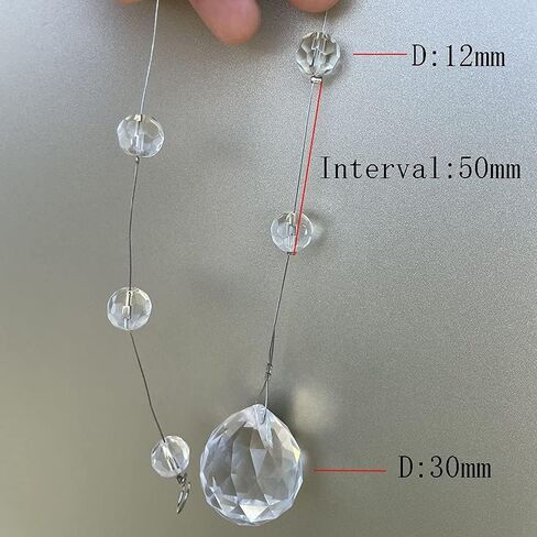 Clear Crystal Beads Hanging Wedding Decorations for centerpieces Beads Garland Curtain Chandelier Christmas Tree Ornaments Door String Hanging Ceiling Beaded Drapes Accessories(1.3Feet 5pcs) in Saudi Arabia