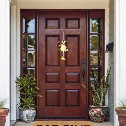 سعيد عيد الفصح شنقا علامة الباب الملونة الأرنب الأرنب علامة 6.3 بوصة في قطر الباب الديكور ريفي عيد الفصح القش إكليل علامة لعيد الفصح الربيع عطلة ديكور المنزل، مجموعة من 3 in Kuwait