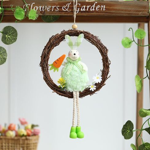 سعيد عيد الفصح شنقا علامة الباب الملونة الأرنب الأرنب علامة 6.3 بوصة في قطر الباب الديكور ريفي عيد الفصح القش إكليل علامة لعيد الفصح الربيع عطلة ديكور المنزل، مجموعة من 3 in Kuwait