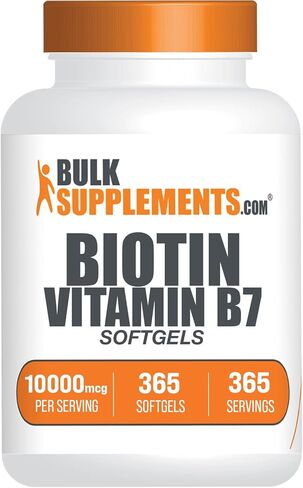 BULKSUPPLEMENTS.COM كبسولات بيوتين 10000 ميكروجرام - كبسولات هلامية بيوتين، مكملات البيوتين، فيتامينات البيوتين لبشرة الشعر والأظافر - حبوب البيوتين، خالية من الغلوتين - كبسولة هلامية واحدة لكل وجبة، 365 كبسولة هلامية in Saudi Arabia