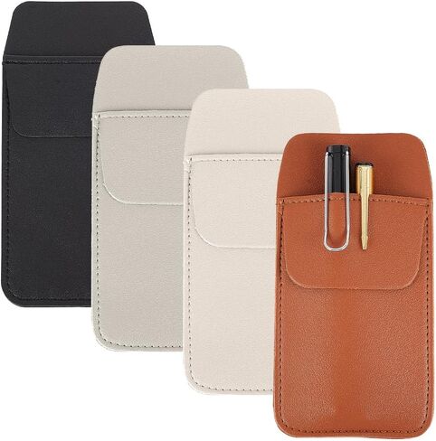 AHANDMAKER 4 pcs Pocket Protector Multicolor Pen Pencil Holder with an Extra Back PocketPouch Organizer Hold Multiple pens for Shirts, Coats, Pants, Black, White, Brown, Gray in Saudi Arabia