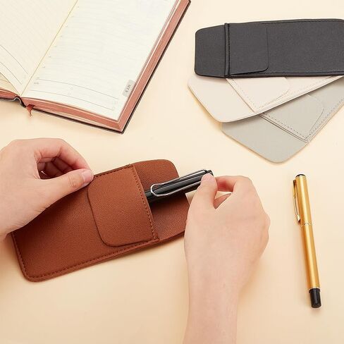 AHANDMAKER 4 pcs Pocket Protector Multicolor Pen Pencil Holder with an Extra Back PocketPouch Organizer Hold Multiple pens for Shirts, Coats, Pants, Black, White, Brown, Gray in Saudi Arabia