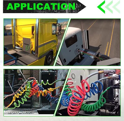 7 طريقة ملفوف مقطورة الحبل 15 قدم ABS لفائف كابل الطاقة الكهربائية الثقيلة الأخضر لفائف سلك الطاقة لشبه الشاحنات الجرارات in Kuwait