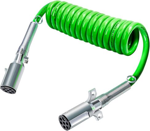 7 طريقة ملفوف مقطورة الحبل 15 قدم ABS لفائف كابل الطاقة الكهربائية الثقيلة الأخضر لفائف سلك الطاقة لشبه الشاحنات الجرارات in Kuwait