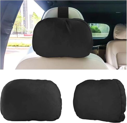 Car Neck Pillow Soft Leather Headrest,Premium Interior Accessories Headrest Support for Driver or Front Passenger Seat,for Driving Home Office (Black) in Saudi Arabia