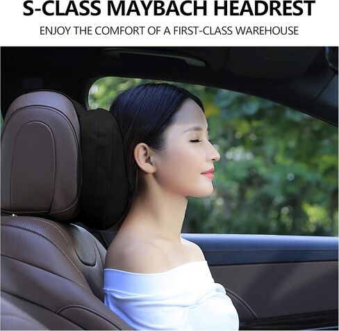 Car Neck Pillow Soft Leather Headrest,Premium Interior Accessories Headrest Support for Driver or Front Passenger Seat,for Driving Home Office (Black) in Saudi Arabia