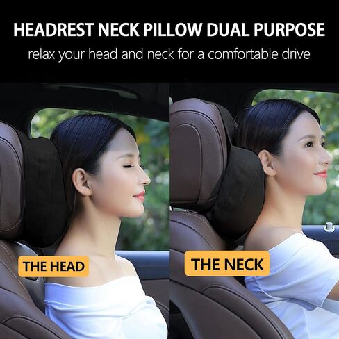 Car Neck Pillow Soft Leather Headrest,Premium Interior Accessories Headrest Support for Driver or Front Passenger Seat,for Driving Home Office (Black) in Saudi Arabia