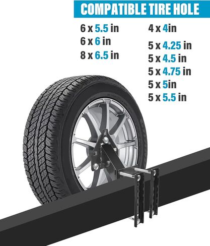 Spare Tire Carrier,Heavy Duty Trailer Spare Tire Mount,Car Accessories Spare Tire Mount for Utility Trailer,Fits 4 & 5 & 6 & 8 Lugs Wheels on 4",4.25",4.5",4.75",5",5.5",6",6.5" Bolt Patterns in Saudi Arabia