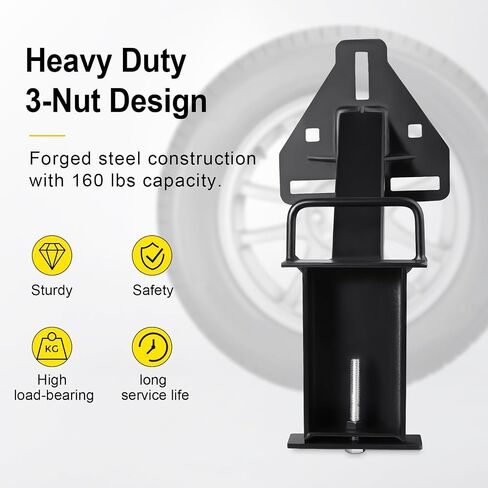 Stake Pocket Spare Tire Carrier Mount with Lock, 160 lbs Capacity Spare Tire Mount Fits Most 4, 5, 6 Lugs Wheels on 4", 4.5", 4.75", 5", 5.5" and 6" Bolt Patterns (Black) in Saudi Arabia