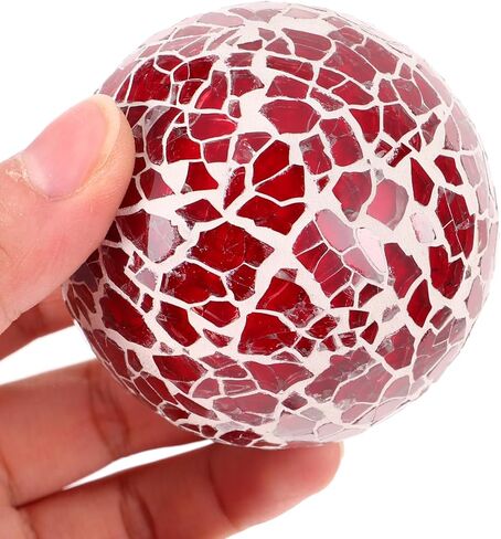 VOSAREA Decorative Ball Set : 6pcs Christmas Mosaic Glass Orbs Centerpiece Balls Decoration Glass Solid Ball Mirror Glass Ball for Decorate Bowls Vases Tables Xmas Party Pink White in Saudi Arabia