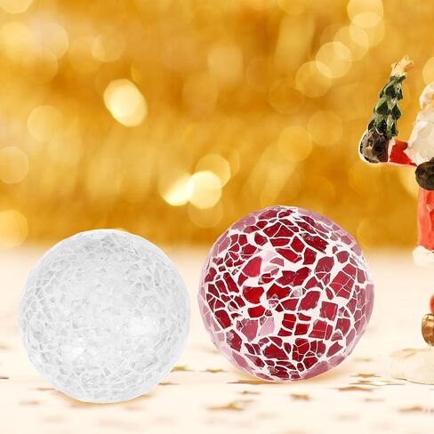 VOSAREA Decorative Ball Set : 6pcs Christmas Mosaic Glass Orbs Centerpiece Balls Decoration Glass Solid Ball Mirror Glass Ball for Decorate Bowls Vases Tables Xmas Party Pink White in Saudi Arabia