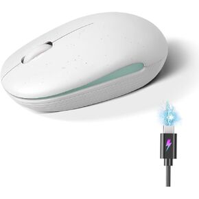 Wireless Mouse (Bluetooth+2.4G) Rechargeable Portable Silent Quiet Computer Mouse with 4000 DPI for Laptop/PC/Mac/MacBook/Chromebook/Surface Pro/iPad/Tablet Ambidextrous (Green)