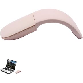 Foldable Arc Mouse Compatible with Microsoft Surface/MacBook, Portable Arc Touch Mouse, Compatible with Windows/Mac OS, Laptop Notebook Computer Accessories (Soft Pink Gold)