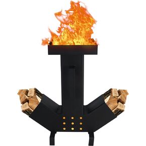 Dual Chamber Smokeless Rocket Stove - Heat Resistant Portable Rocket Stove for Camping, Picnic, Backyard Cooking - Carbon Steel Camping Stove with Removable Top