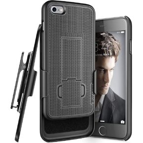 Encased DuraClip for iPhone SE Belt Clip Case (SE2 SE3 2020/2022) Slim Kickstand Cover with Swivel Holster (Black)