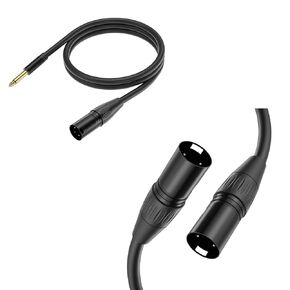 XLR Cable 2pack, Male to Male 5ft + 6.35mm to Male 5ft