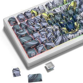 Dagaladoo مزدوج اللقطة PBT Keycaps Green/Blue Shine من خلال Keycaps 132 مفاتيح الجانب المطبوع مفتاح مفتاح مفتاح لوحة مفاتيح الكرز لوحة مفاتيح الصبغة لمفاتيح MX مفاتيح مفاتيح ميكانيكية (لوحة زيتية)