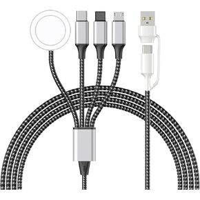 4 في 2 كبل شحن متعدد الشحن لشاحن Apple Watch ، تمت ترقيته اللاسلكية USB C Iwatch Charger فرض شحن سريع مع النوع C/Light-Ring مع IWATCH Ultra SE 10-1 ، I-Phone 16-11 ، Android (4 أقدام) in Kuwait