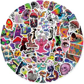 100 Pieces Trippy Stickers, Cool Psychedelic Aesthetic Stickers Waterproof Vinyl Gifts for Phone, Water Bottle, Luggage, Laptop, Adults Teens
