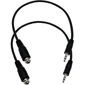 Seadream 3.5mm Aux Male to Female Locking Nut Panel Mount Cable Car Stereo Audio Adapter Converter Cord 2Pack 1Foot