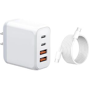 USB C Charger Fast Charging 4 Port Wall Chargers with Type C to C Cable for i Phone 16/16 Plus/16 Pro Max/15/15 Pro Max/15 Plus, Galaxy S24 Ultra/S23/S22/S21/S20